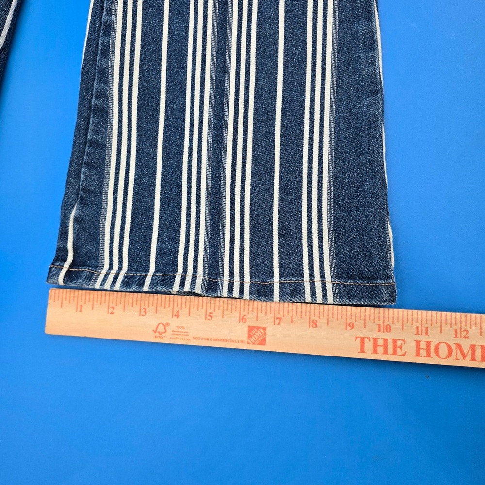 Crest Jeans Vintage Y2K Blue White Striped Flare Pants Stretch Denim 9/10 - Picture 7 of 8